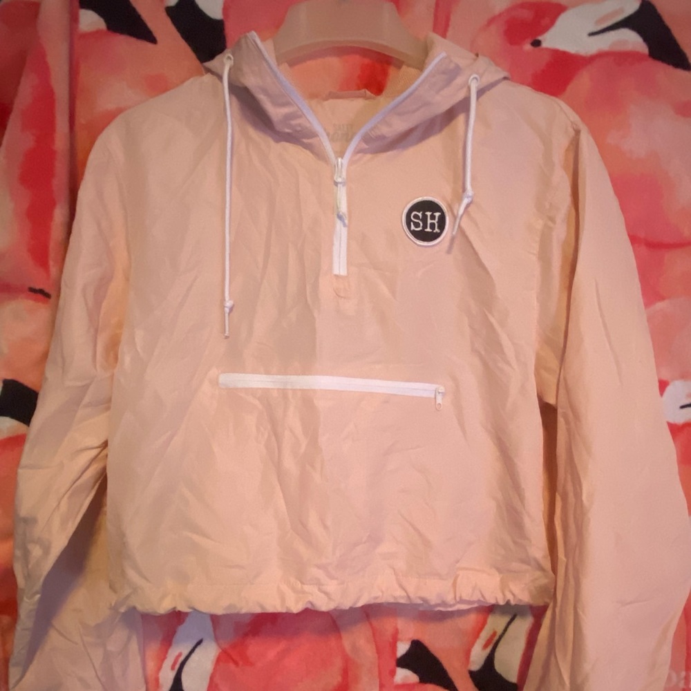 Salty Honey cropped pale pink windbreaker